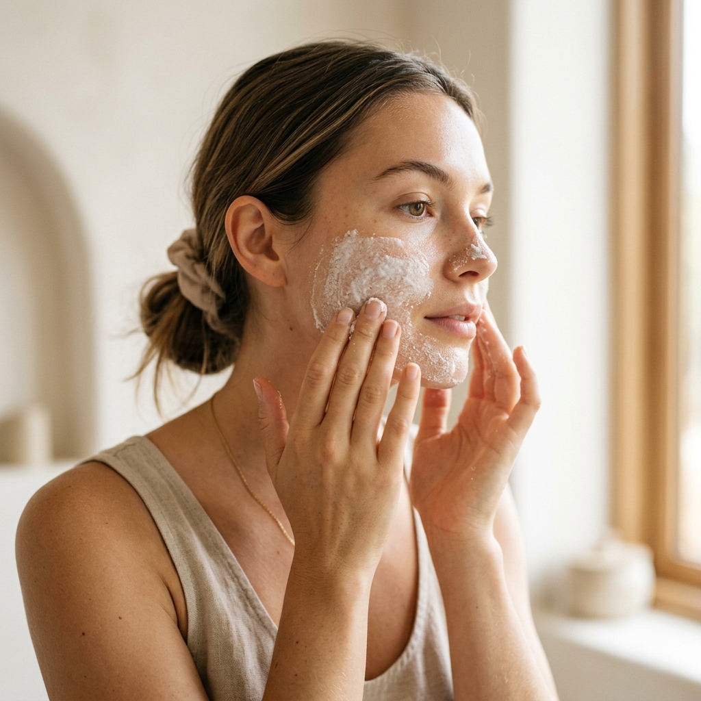 Baking soda face mask application